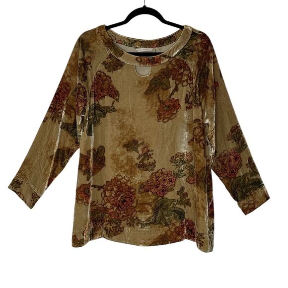 Soft Surroundings Tunic Top Women Small‎ Velvet Blouse long sleeve Floral Boho - Picture 1 of 9